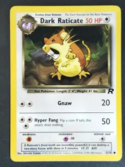Dark Raticate 51/82 Vintage Team Rocket WOTC Pokemon 1999-2000 (LP) - Image 1