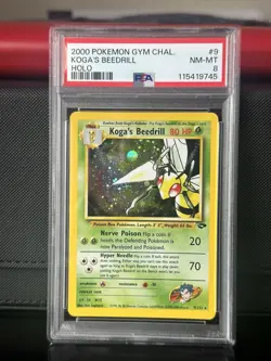 Pokemon Gym Challenge Koga's Beedrill 9/132 Holo Rare Unlimited PSA 8 2000 - Image 1