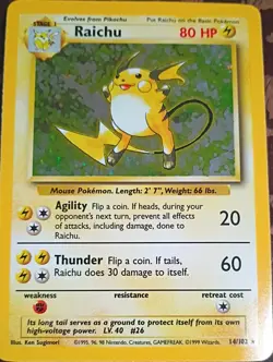 Raichu Holo Rare 14/102 Base Set Pokemon TCG - Image 1