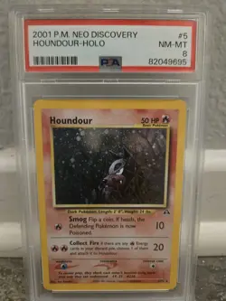 Pokemon 2001 Neo Discovery #5 Houndour HOLO PSA 8 - Image 1