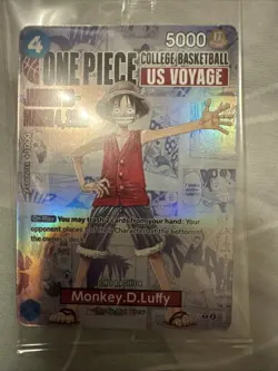 One Piece Monkey.D.Luffy US Voyage College Basketball Promo Card Sealed P-055 - Image 1