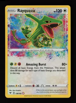 Rayquaza 138/185 Amazing Rare Holo SWSH04: Vivid Voltage Pokemon Card - Image 1