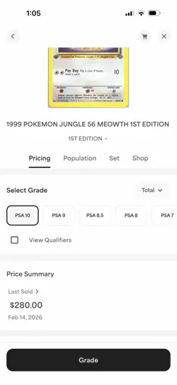 1999 POKEMON JUNGLE 56 MEOWTH 1ST EDITION Gem Mint 10 PSA - Image 3