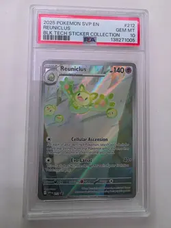 2025 POKEMON BLACK BOLT TECH STICKER COLLECTION PROMO #212 REUNICLUS PSA 10 - Image 1