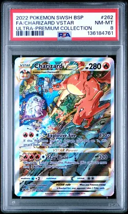 2022 POKEMON SWSH BLACK STAR PROMO #262 FULL ART/CHARIZARD VSTAR PSA 8 - Image 1