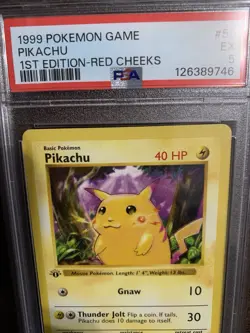 1999 Pokemon Game Pikachu 1st Edition Shadowless Red Cheeks PSA 5 - Image 2