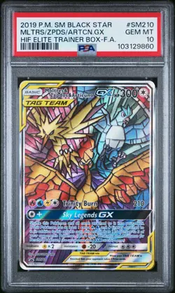 Pokemon Moltres Zapdos Articuno GX Hidden Fates Black Star Promo SM210 PSA 10 - Image 1
