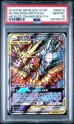 MOLTRES & ZAPDOS & ARTICUNO GX Sun & Moon Hidden Fates #SM210 PSA 10 Pokemon - Image 1