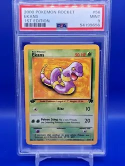 Ekans 1st Edition 2000 Team Rocket Pokemon PSA 9 MINT 56/82 - Image 1