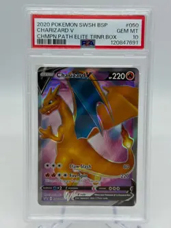 2020 Pokemon SWSH Charizard V Black Star Promo Card #050 GRADED PSA 10 GEM MINT - Image 1