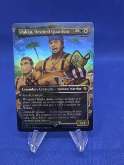 MTG Final Fantasy Wakka Devoted Guardian 0477 Borderless Chocobo Track Foil NM - Image 1