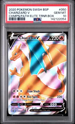 PSA 10 CHARIZARD V SWSH050 FULL ART BLACK STAR PROMO CHAMPIONS PATH POKEMON 🔥 - Image 1
