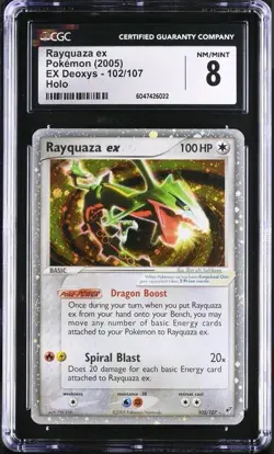 Rayquaza ex 102/107 Ultra Rare Holo Pokemon Ex Deoxys CGC 8 (PACK FRESH CLEAN) - Image 1