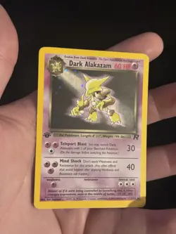 Pokemon TCG Dark Alakazam 1st Edition Rare Holo Card #1/82 Team Rocket - Image 1