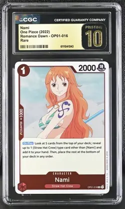 ONE PIECE Card Game - Nami OP01-016 R ROMANCE DAWN CGC PRISTINE 10 - Image 1