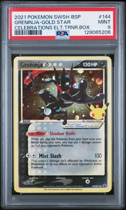 2021 POKEMON SWSH BLACK STAR PROMO #144 GRENINJA-GOLD STAR PSA 9 - Image 1
