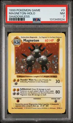 1999 POKEMON BASE SET SHADOWLESS #9 MAGNETON-HOLO PSA 7 - Image 1