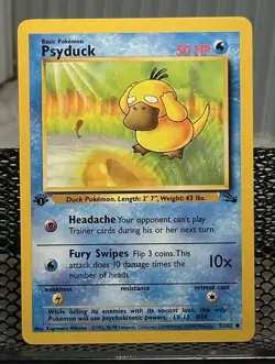 Vintage 1999 1st Edition Psyduck 53/62 Fossil Pokemon Card NM 🔥👀 - Image 1