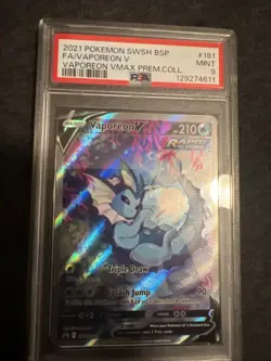 Pokemon Vaporeon V SWSH181 Sword & Shield Promo Full Art Holo PSA 9 - Image 1