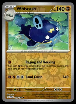 WHISCASH [FOIL] - 109/197 - OBSIDIAN FLAMES OBF POKEMON SV REVERSE - NM - Image 1