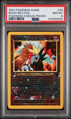 PSA 8 Entei #34 Reverse Holo Promo (WOTC Pokemon 3 Movie Promo) | NM-MINT - Image 1