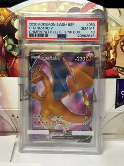 2020 Pokemon SWSH BSP Charizard V #50 Champions Path ETB Promo PSA 10 Gem Mint - Image 1