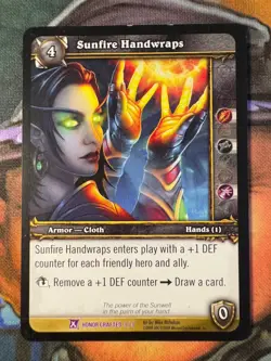 World of Warcraft TCG Promo Honor Crafted 3/3 Sunfire Handwraps - Image 1