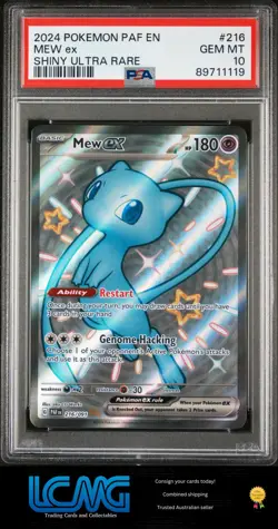 2024 Pokemon TCG Card Paldean Fates #216 Mew Ex Shiny Ultra Rare PSA 10 - Image 1