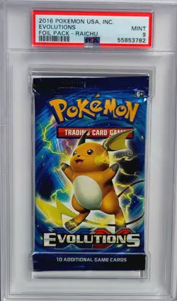 [PSA 9] 2016 Pokemon XY Evolutions MINT Graded Raichu Sealed Booster Foil Pack - Image 1