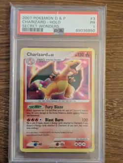 2007 Pokemon DP Secret Wonders PSA 1 Charizard Holo #3 Holo Bleed - Image 1