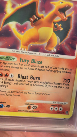 2007 Pokemon DP Secret Wonders PSA 1 Charizard Holo #3 Holo Bleed - Image 2