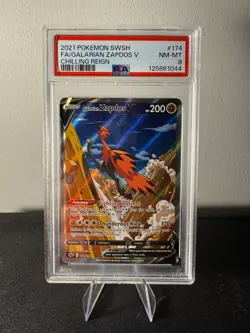 Pokemon Galarian Zapdos v Chilling Reign Alternate Full Art Card 174/198 PSA 8 - Image 1