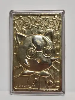 1999 Jiggly Puff Burger King Nintendo Pokemon 23K Gold Plated Trading Card Bar - Image 1