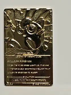 1999 Jiggly Puff Burger King Nintendo Pokemon 23K Gold Plated Trading Card Bar - Image 3