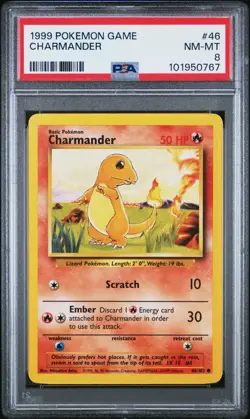 1999 Pokemon Base Set Charmander #46 PSA 8 Nm-Mt - Image 1
