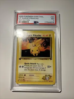 2000 Pokemon Gym Challenge #84 LT. Surge's Pikachu 1st Edition PSA 7 - Image 1