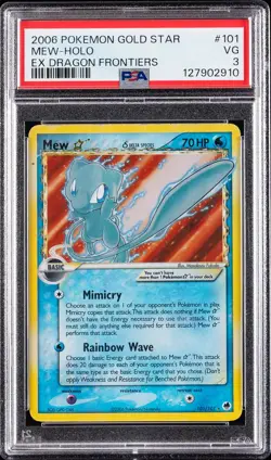2006 POKEMON EX DRAGON FRONTIERS GOLD STAR #101 MEW-HOLO PSA 3 - Image 1