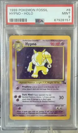 Pokemon TCG Fossil Set Hypno Holo 1999 8/62 PSA 9 MINT - Image 1