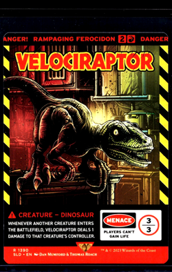 2023 MTG Magic The Gathering Secret Lair Jurassic Park World #1390 Velociraptor - Image 1