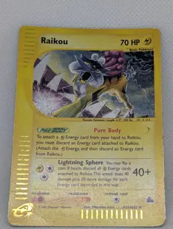 Raikou H26/H32 Skyridge Holo Rare Pokemon TCG Nintendo e-reader legendary MP - Image 3