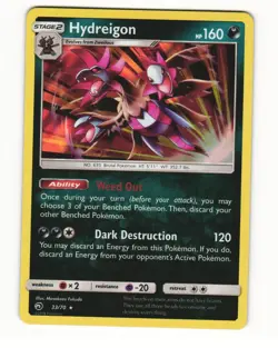 Hydreigon 33/70 Rare 2018 Dragon Majesty Pokemon LP - Image 1
