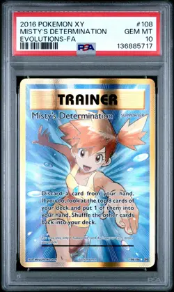 2016 POKEMON XY EVOLUTIONS #108 FULL ART/MISTY'S DETERMINATION PSA 10 - Image 1