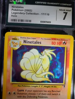 Pokemon TCG Ninetales Holo Rare Unlimited 17/110 Legendary Collection CGC 7 - Image 2