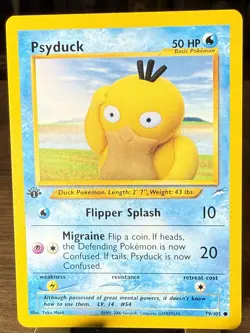 Pokemon Psyduck 1st Edition Neo Destiny 79/105 Common Yuka Morii - NM - Image 1