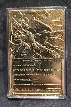 23K Gold Plated CHARIZARD Trading Card 1999 Burger King Pokemon Ball - Image 5