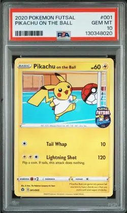 2020 Pokemon Futsal Pikachu on the Ball GEM MINT PSA 10 - Image 1