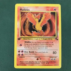MP 1st Edition Moltres 27/62 Fossil Rare Nintendo Pokemon Card - Image 1