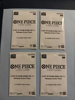 X4 One Piece Card Game OP-11 A Fist of Divine Speed Sealed Release Event Packs - Image 2
