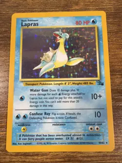 Pokemon TCG Lapras Fossil Holo Unlimited Rare Card 10/62 - Image 1