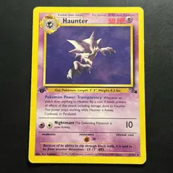 Vintage Pokemon 1st Edition Fossil Haunter Non-holo Rare Card 21/62 Tcg - Image 1